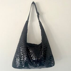 Faina Black Sequin Adjustable Shoulder Bag